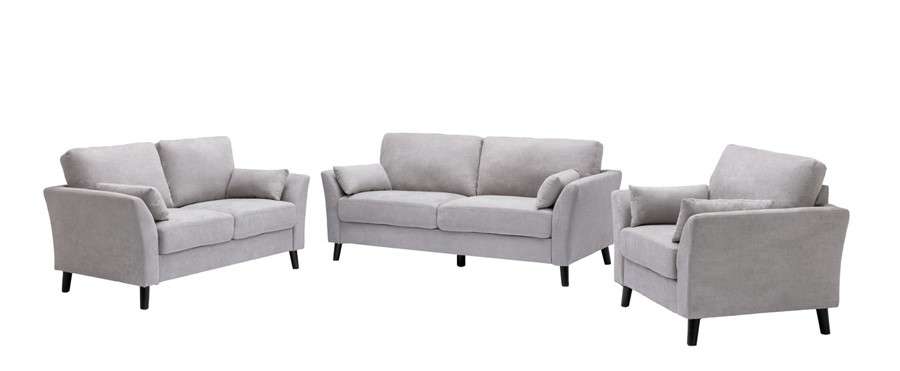 Lilola Home - Damian Light Gray Velvet Fabric Sofa Loveseat Chair Living Room Set - 89728LG veiw 1