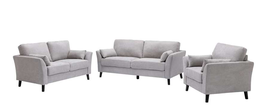 Lilola Home - Damian Light Gray Velvet Fabric Sofa Loveseat Chair Living Room Set - 89728LG veiw 3
