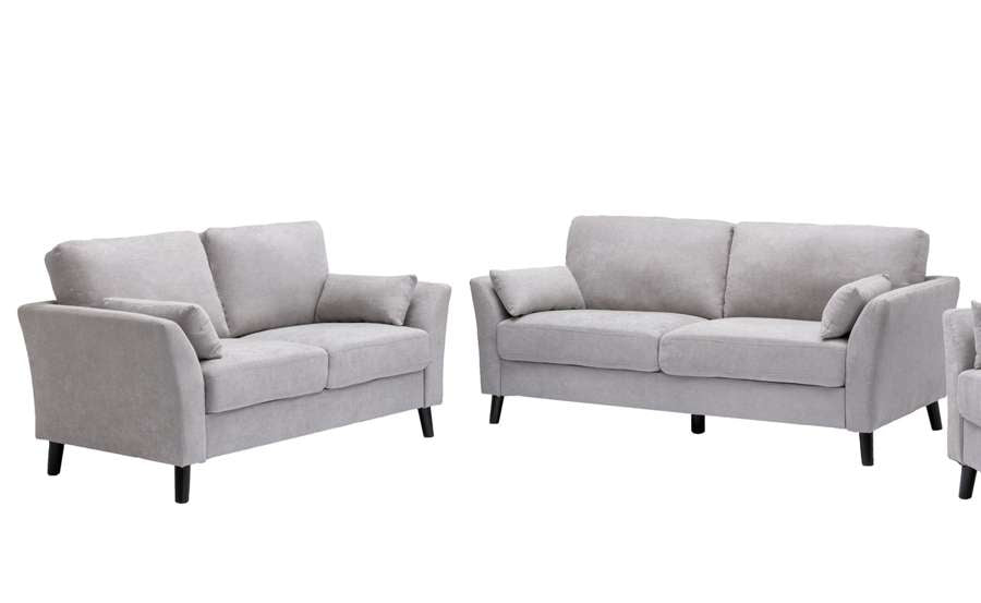 Lilola Home - Damian Light Gray Velvet Fabric Sofa Loveseat Living Room Set - 89728LG-SL veiw 2