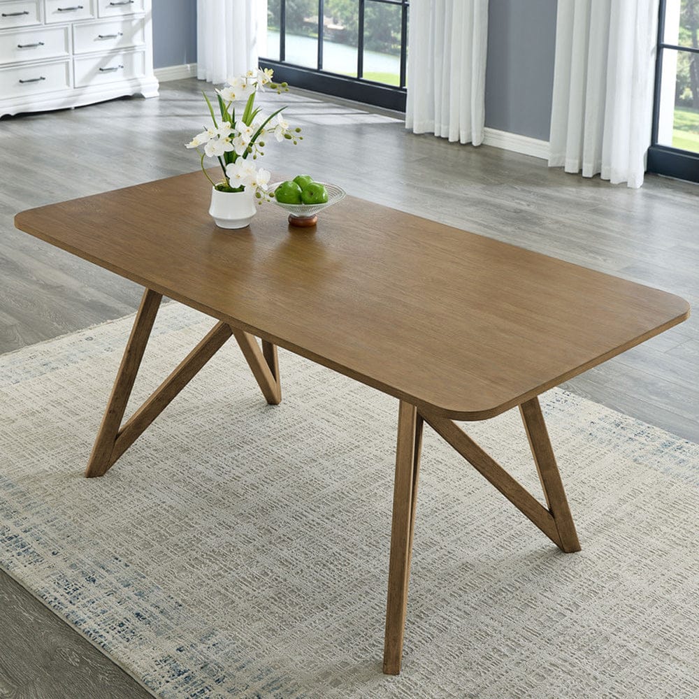 Lilola Home - Darla 5Pc 70" Rectangular Walnut Oak Geometric Cross Base Dining Set - 30064-3 view 4