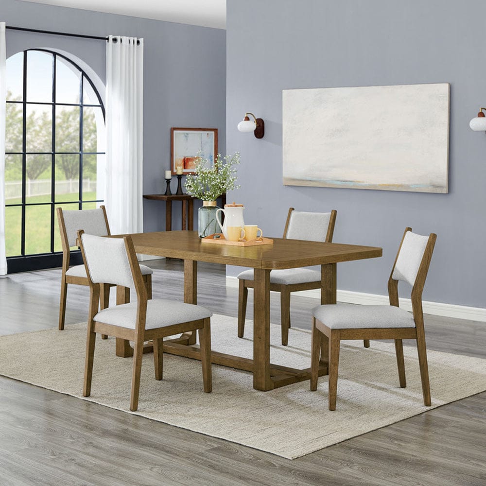 Lilola Home - Darla 5Pc 72" Rectangular Walnut Oak Finish Sled Dining Set - 30062-1 view 1