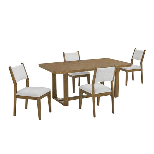 Lilola Home - Darla 5Pc 72" Rectangular Walnut Oak Finish Sled Dining Set - 30062-1 view 2