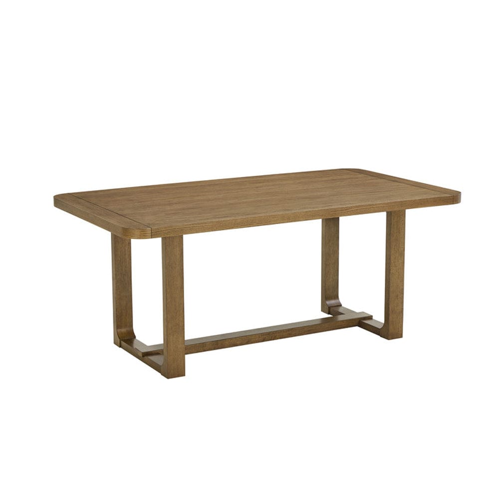 Lilola Home - Darla 5Pc 72" Rectangular Walnut Oak Finish Sled Dining Set with Beige Sherpa Fabric Chairs - 30062-4 view 3