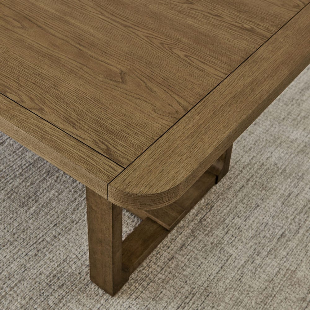 Lilola Home - Darla 5Pc 72" Rectangular Walnut Oak Finish Sled Dining Set with Beige Sherpa Fabric Chairs - 30062-4 view 4