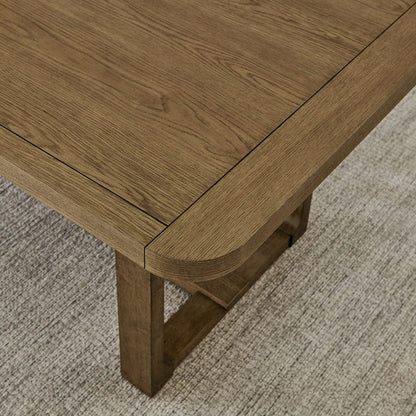 Lilola Home - Darla 5Pc 72" Rectangular Walnut Oak Finish Sled Dining Set with Beige Sherpa Fabric Chairs - 30062-4 view 4
