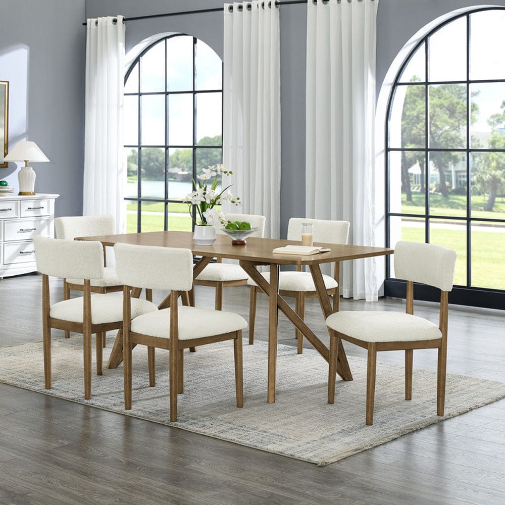 Lilola Home - Darla 7Pc 70" Rectangular Walnut Oak Geometric Cross Base Dining Set - 30064-2 view 1