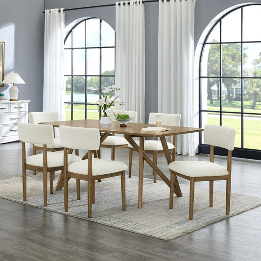 Lilola Home - Darla 7Pc 70" Rectangular Walnut Oak Geometric Cross Base Dining Set - 30064-2 view 1