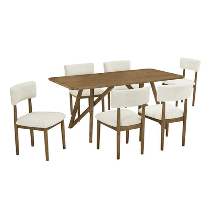 Lilola Home - Darla 7Pc 70" Rectangular Walnut Oak Geometric Cross Base Dining Set - 30064-2 view 2