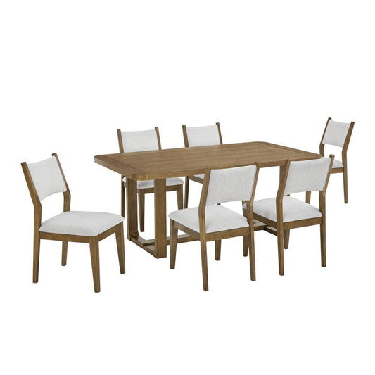 Lilola Home - Darla 7Pc 72" Rectangular Walnut Oak Finish Sled Dining Set - 30062-2 view 2