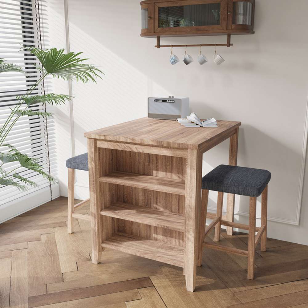Lilola Home - Dawson 36inW Oak Finish 3-PC Counter Height Table Set - 30044 veiw 1