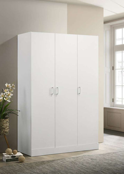 Lilola Home - Declan White 3-Door Wardrobe Cabinet Armoire with Storage Shelves and Hanging Rod - 96006 veiw 1