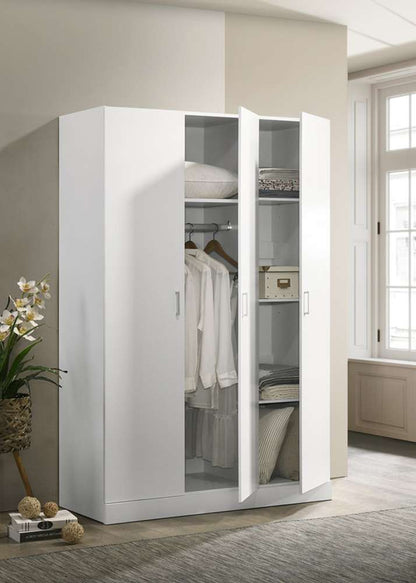 Lilola Home - Declan White 3-Door Wardrobe Cabinet Armoire with Storage Shelves and Hanging Rod - 96006 veiw 3