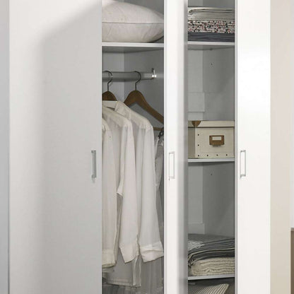 Lilola Home - Declan White 3-Door Wardrobe Cabinet Armoire with Storage Shelves and Hanging Rod - 96006 veiw 4