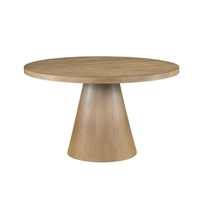 Lilola Home - Delphine - 5 Piece Round Oak Finish Dining Table Set with Gray Chairs - 30020-SET veiw 3