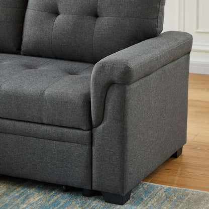 Lilola Home - Destiny Dark Gray Linen Reversible Sleeper Sectional Sofa with Storage Chaise - 881342 veiw 3