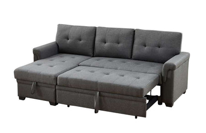 Lilola Home - Destiny Dark Gray Linen Reversible Sleeper Sectional Sofa with Storage Chaise - 881342 veiw 5