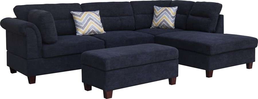 Lilola Home - Diego Black Fabric Sectional Sofa with Right Facing Chaise, Storage Ottoman, and 2 Accent Pillows - 83001 veiw 1