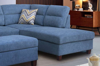 Lilola Home - Diego Blue Fabric Sectional Sofa with Right Facing Chaise, Storage Ottoman, and 2 Accent Pillows - 83002 veiw 3