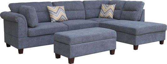 Lilola Home - Diego Gray Fabric Sectional Sofa with Right Facing Chaise, Storage Ottoman, and 2 Accent Pillows - 83000 veiw 1