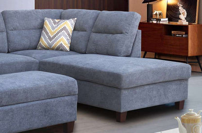 Lilola Home - Diego Gray Fabric Sectional Sofa with Right Facing Chaise, Storage Ottoman, and 2 Accent Pillows - 83000 veiw 3