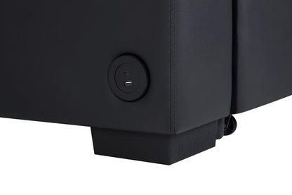 Lilola Home - Donovan 84.5inW Black PVC Fabric Sleeper Sectional with USB Charger, Cupholders, Storage Arms in Black - 89308 veiw 6