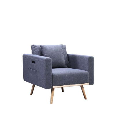 Lilola Home - Easton Dark Gray Linen Fabric Chair with USB Charging Ports Pockets & Pillows - 81370-C veiw 4