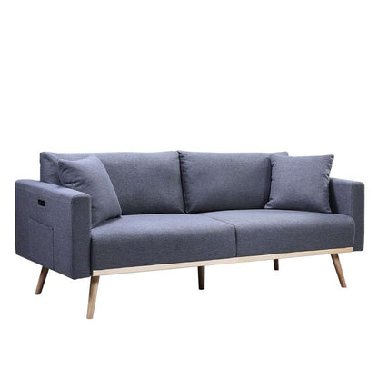 Lilola Home - Easton Dark Gray Linen Fabric Sofa with USB Charging Ports Pockets & Pillows - 81370-S veiw 1