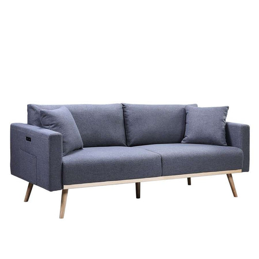 Lilola Home - Easton Dark Gray Linen Fabric Sofa with USB Charging Ports Pockets & Pillows - 81370-S veiw 1
