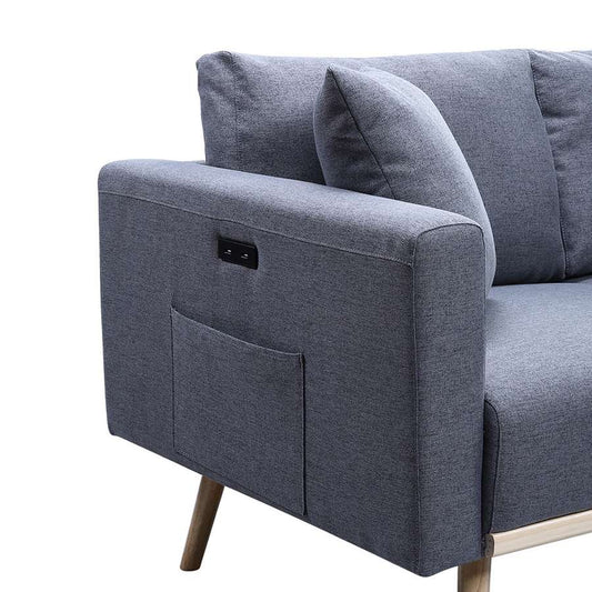 Lilola Home - Easton Dark Gray Linen Fabric Sofa with USB Charging Ports Pockets & Pillows - 81370-S veiw 2
