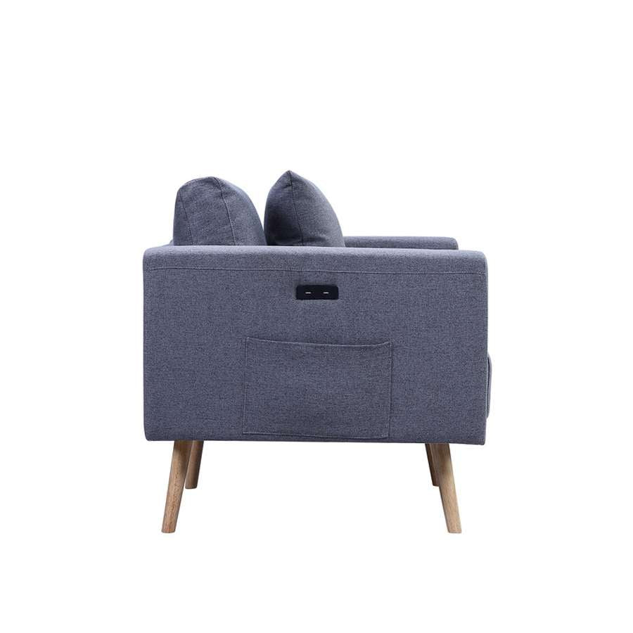 Lilola Home - Easton Dark Gray Linen Fabric Sofa with USB Charging Ports Pockets & Pillows - 81370-S veiw 6