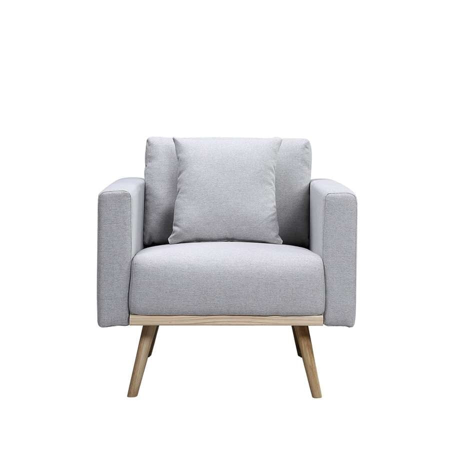 Lilola Home - Easton Light Gray Linen Fabric Chair with USB Charging Ports Pockets & Pillows - 81370LG-C veiw 3