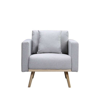 Lilola Home - Easton Light Gray Linen Fabric Chair with USB Charging Ports Pockets & Pillows - 81370LG-C veiw 3