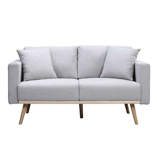 Lilola Home - Easton Light Gray Linen Fabric Loveseat with USB Charging Ports Pockets & Pillows - 81370LG-L veiw 2