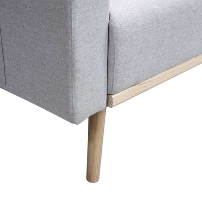Lilola Home - Easton Light Gray Linen Fabric Sofa with USB Charging Ports Pockets & Pillows - 81370LG-S veiw 3
