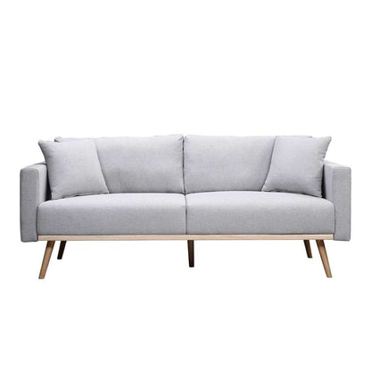 Lilola Home - Easton Light Gray Linen Fabric Sofa with USB Charging Ports Pockets & Pillows - 81370LG-S veiw 4