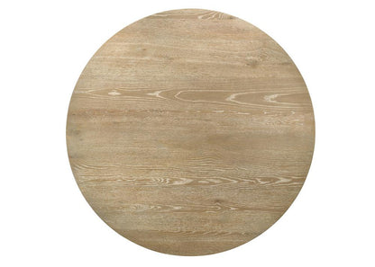 Lilola Home - Eden 59in Round Rustic Oak Dining Table with LED Light, Black Metal Frame, Shelves - 30045 veiw 5