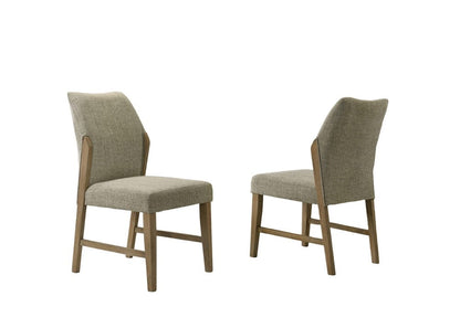 Lilola Home - Eden Set of 2 Beige Linen Dining Chair with Rustic Oak Finish Legs - 30045-C veiw 1