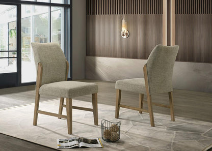 Lilola Home - Eden Set of 2 Beige Linen Dining Chair with Rustic Oak Finish Legs - 30045-C veiw 2