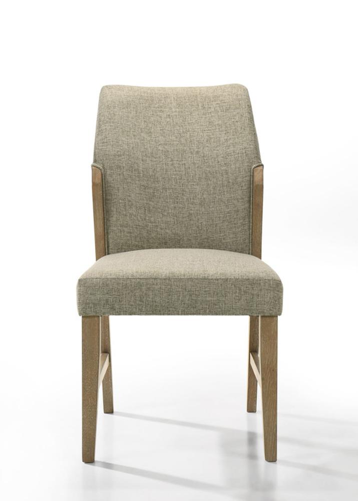 Lilola Home - Eden Set of 2 Beige Linen Dining Chair with Rustic Oak Finish Legs - 30045-C veiw 3