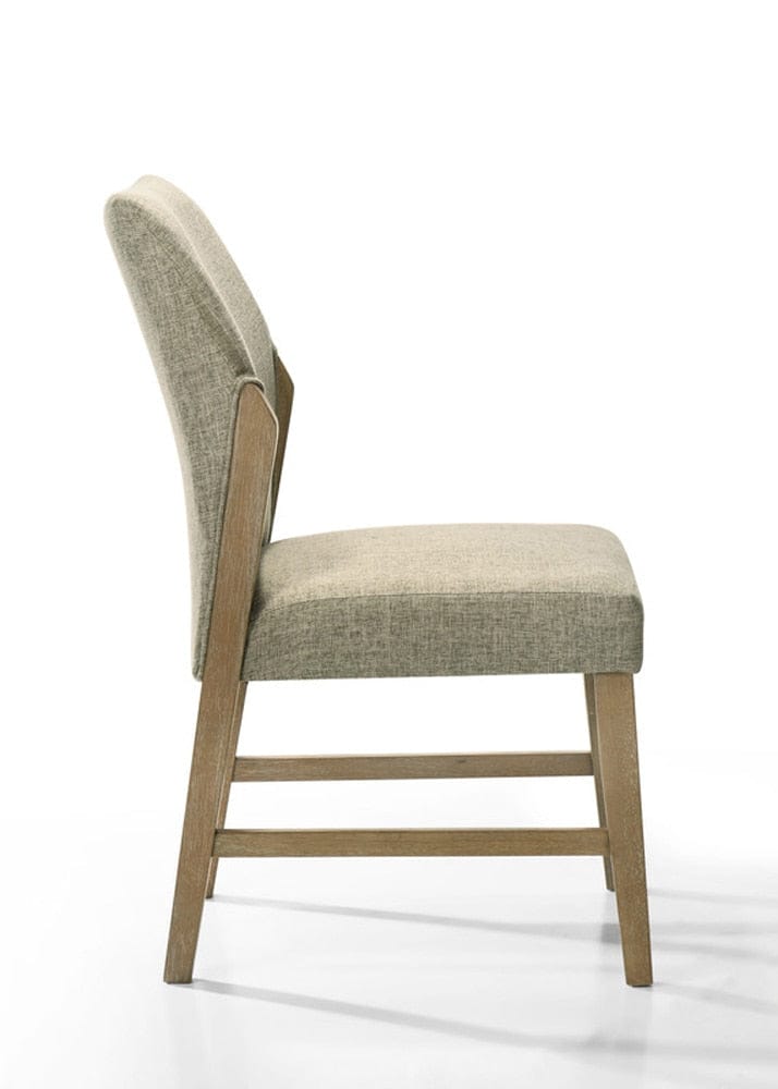Lilola Home - Eden Set of 2 Beige Linen Dining Chair with Rustic Oak Finish Legs - 30045-C veiw 4