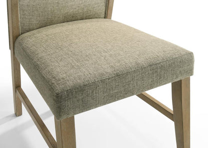 Lilola Home - Eden Set of 2 Beige Linen Dining Chair with Rustic Oak Finish Legs - 30045-C veiw 6
