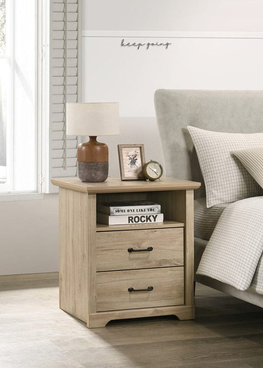 Lilola Home - Elara 22"W Light Oak Finish 2-Drawer Nightstand Bedside Table with USB Charging  Ports - 58906NS view 1