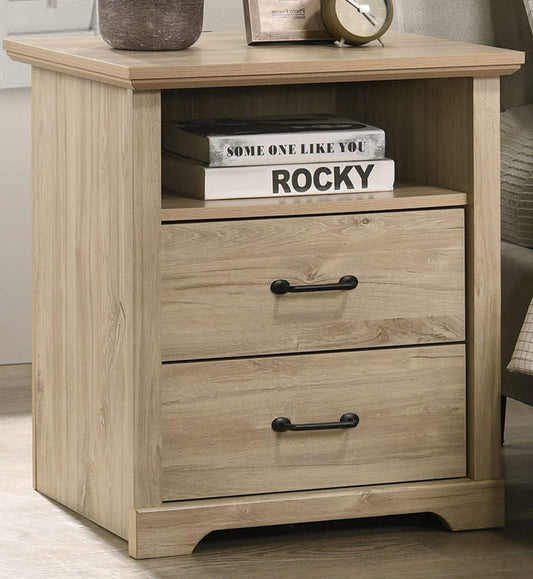 Lilola Home - Elara 22"W Light Oak Finish 2-Drawer Nightstand Bedside Table with USB Charging  Ports - 58906NS view 2