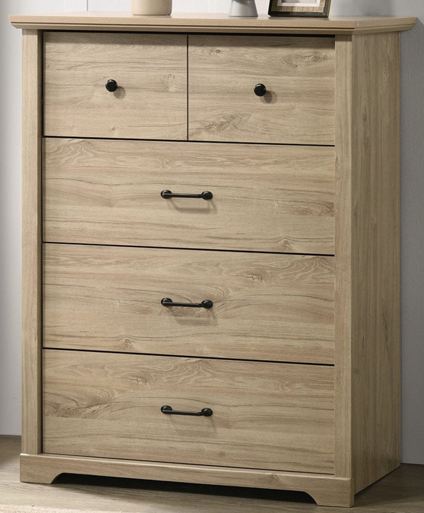 Lilola Home - Elara 32"W Light Oak Finish 4-Drawer Chest with Black Handles - 58906CH view 2