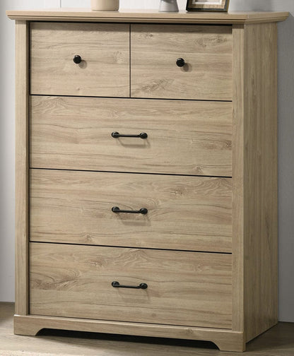 Lilola Home - Elara 32"W Light Oak Finish 4-Drawer Chest with Black Handles - 58906CH view 2
