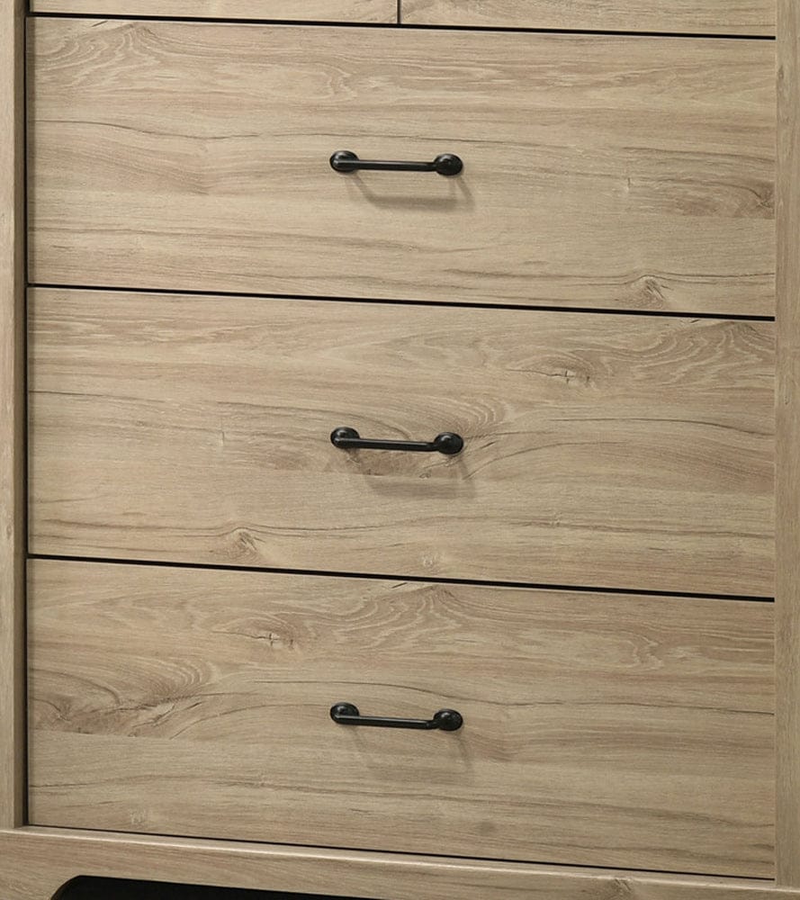 Lilola Home - Elara 32"W Light Oak Finish 4-Drawer Chest with Black Handles - 58906CH view 6