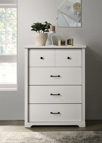 Lilola Home - Elara 32"W White 4-Drawer Chest with Black Handles - 58905CH view 1