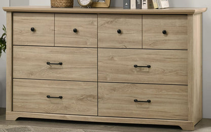 Lilola Home - Elara 57"W Light Oak Finish 6-Drawer Dresser with Black Handles - 58906DR view 2