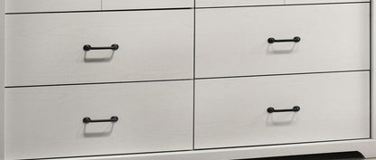 Lilola Home - Elara 57"W White 6-Drawer Dresser with Black Handles - 58905DR view 6