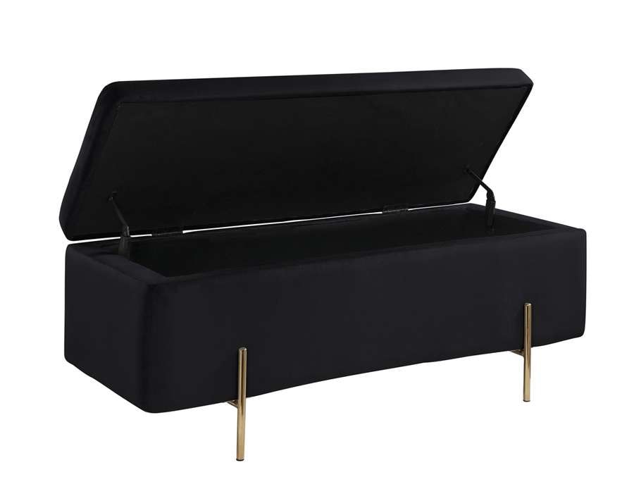 Lilola Home - Emma Black Velvet Storage Bench with Metal Legs - 88884 veiw 3